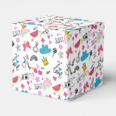 Niedliche Girly Whimsical Rainbow Farbige Illustri Geschenkschachtel (Rückseite)