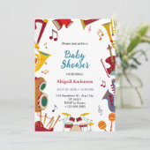 Niedliche Gitarre Musical Unique Baby Shower Einla Einladung (Stehend Vorderseite)