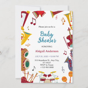 Niedliche Gitarre Musical Unique Baby Shower Einla Einladung