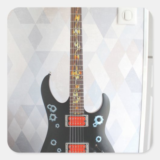 Niedliche Gitarre Quadratischer Aufkleber (Vorderseite)