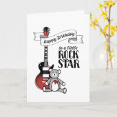 Niedliche Gitarre Teddy Rockstar Rock & Roll Birth Karte (Gelbe Blume)