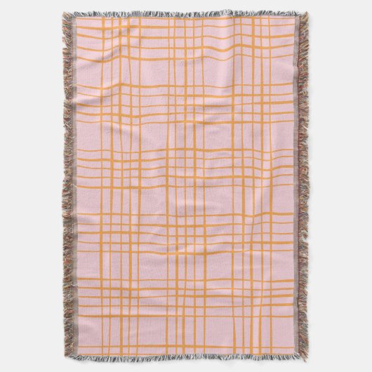 Niedliche Gitterlinien Muster Pastellrosa und Oran Decke (Vorderseite Vertikal)