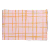 Niedliche Gitterlinien Muster Pastellrosa und Oran Kissenbezug (Rückseite)