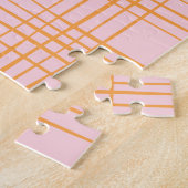 Niedliche Gitterlinien Muster Pastellrosa und Oran Puzzle (Seite)