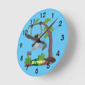 Niedliche Glattleder-ape-Cartoon-Abbildung rund c Runde Wanduhr (Winkel)