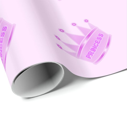 Niedliche Glitzer-Baby-Rosa-Kronprinzessin Geschenkpapier (Rolleneckpunkt)