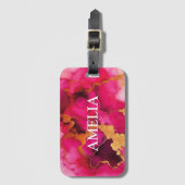 Niedliche Glitzer Fuchsia-Imitate Gepäckanhänger (Vorderseite Vertikal)