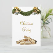 Niedliche Glocken & Crackers Weihnachtsfeiertage P Einladung (Stehend Vorderseite)