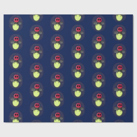 Niedliche Glow Bug Firefrefly Cartoon Abbildung Geschenkpapier (Flach)