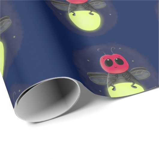 Niedliche Glow Bug Firefrefly Cartoon Abbildung Geschenkpapier (Rolleneckpunkt)