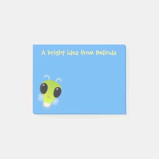 Niedliche Glow Bug Firefrefly Cartoon Abbildung Post-it Klebezettel (Vorderseite)