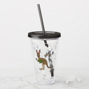Niedliche glückliche australische Kangaroo-Abbildu Acryltrinkbecher