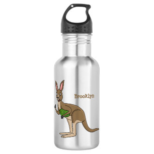 Niedliche glückliche australische Kangaroo-Abbildu Edelstahlflasche