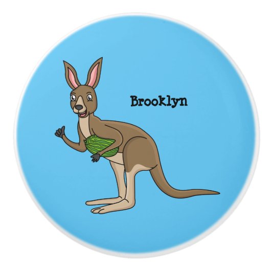 Niedliche glückliche australische Kangaroo-Abbildu Keramikknauf (Vorderseite)