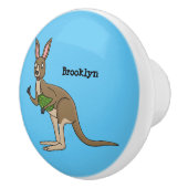 Niedliche glückliche australische Kangaroo-Abbildu Keramikknauf (Rechts)
