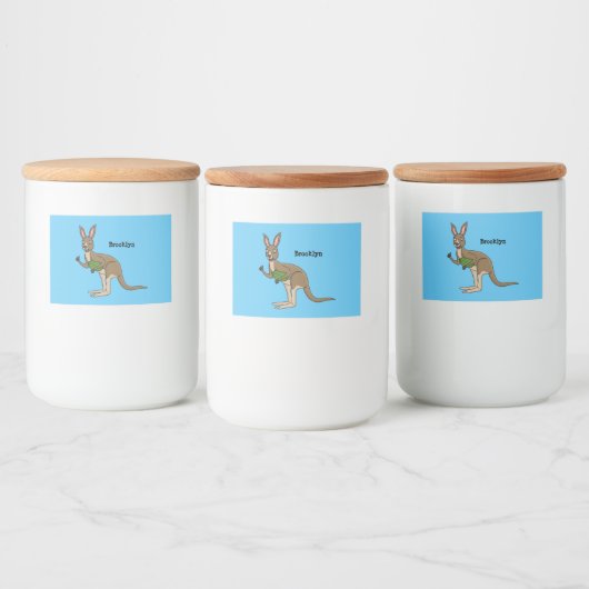 Niedliche glückliche australische Kangaroo-Abbildu Lebensmitteletikett (Flaschen)