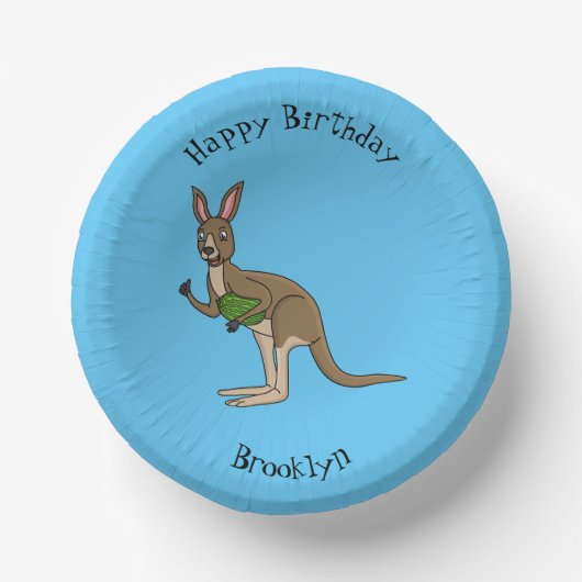 Niedliche glückliche australische Kangaroo-Abbildu Pappteller (Vorderseite)