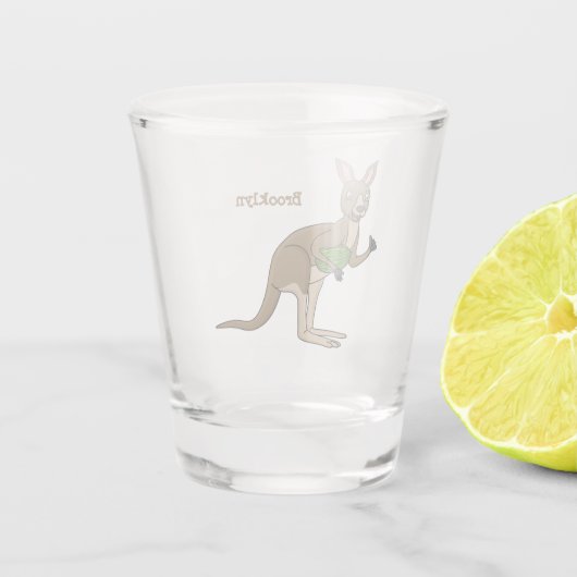 Niedliche glückliche australische Kangaroo-Abbildu Schnapsglas (Rückseite)