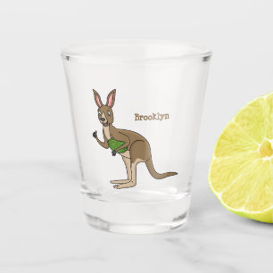 Niedliche glückliche australische Kangaroo-Abbildu Schnapsglas