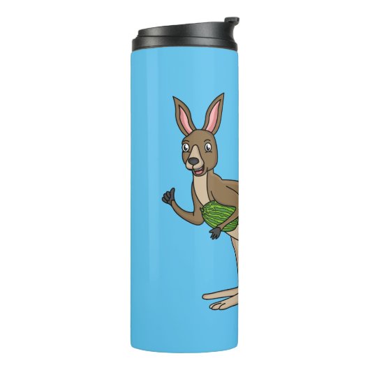 Niedliche glückliche australische Kangaroo-Abbildu Thermosbecher (Nach links gedreht)