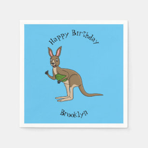 Niedliche glückliche australische Kangaroo-Illust Serviette