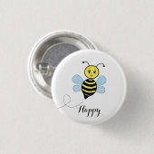 Niedliche glückliche Biene und Kalligraphie Button (Vorne & Hinten)