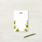 Niedliche glückliche Bienen und würzige Bienennach Post-it Klebezettel (Auf Schreibtisch)