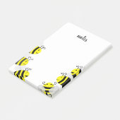 Niedliche glückliche Bienen und würzige Bienennach Post-it Klebezettel (angewinkelt)