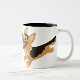 Niedliche glückliche Cartoon-Schäferhund-Tasse Zweifarbige Tasse
