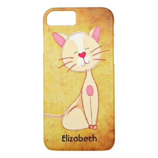 Niedliche glückliche Creme Farbkatze Personalisier Case-Mate iPhone Hülle (Rückseite)