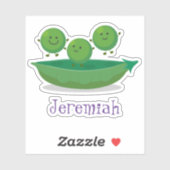 Niedliche glückliche Erbsen in pod-Cartoon-Abbildu Aufkleber (Blatt)