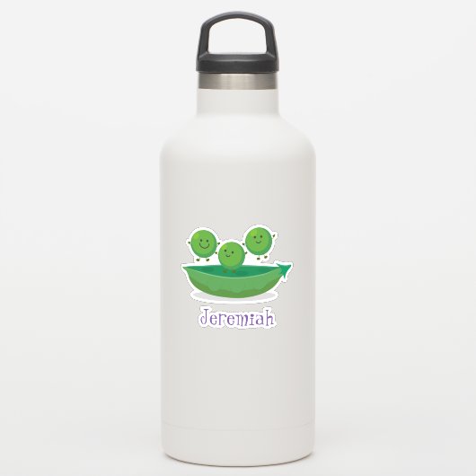 Niedliche glückliche Erbsen in pod-Cartoon-Abbildu Aufkleber (Wassserflasche)