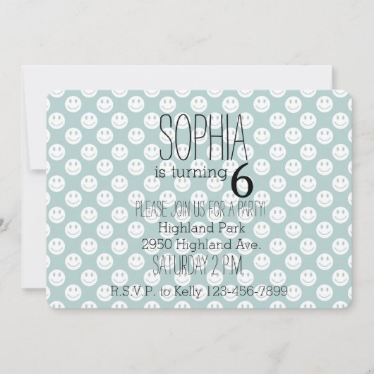 Niedliche glückliche Gesichter Einladung (Vorderseite)