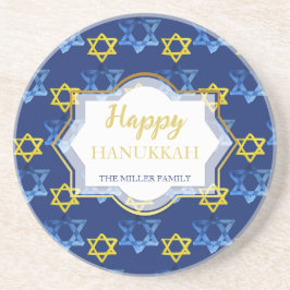 Niedliche glückliche Hanukkah Wasserfarbenstars vo Getränkeuntersetzer