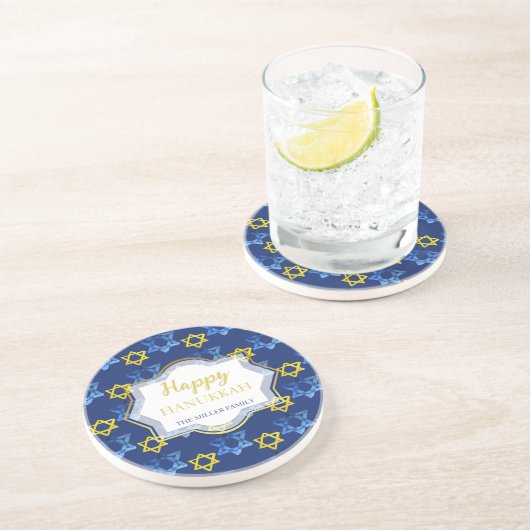 Niedliche glückliche Hanukkah Wasserfarbenstars vo Getränkeuntersetzer (Seite)
