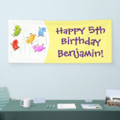 Niedliche glückliche Jellybohnen springende Cartoo Banner (Messe)