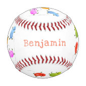 Niedliche glückliche Jellybohnen springende Cartoo Baseball (Rückseite)