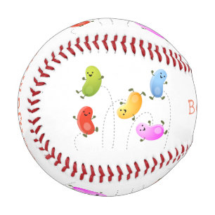 Niedliche glückliche Jellybohnen springende Cartoo Baseball