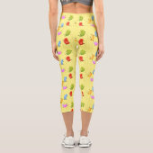 Niedliche glückliche Jellybohnen springende Cartoo Capri Leggings (Rückseite)