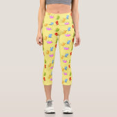 Niedliche glückliche Jellybohnen springende Cartoo Capri Leggings (Vorderseite)