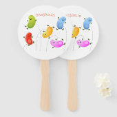 Niedliche glückliche Jellybohnen springende Cartoo Fächer (Vorne und Hinten)