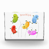 Niedliche glückliche Jellybohnen springende Cartoo Fotoblock (Vorderseite)