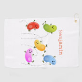 Niedliche glückliche Jellybohnen springende Cartoo Golfhandtuch (Horizontal)