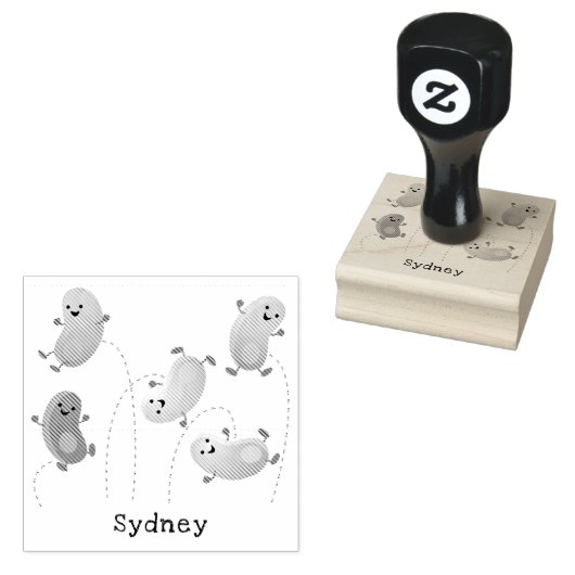 Niedliche glückliche Jellybohnen springende Cartoo Gummistempel (Stempel)