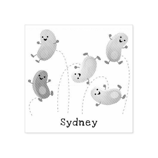 Niedliche glückliche Jellybohnen springende Cartoo Gummistempel (Prägung)