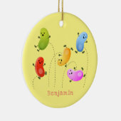 Niedliche glückliche Jellybohnen springende Cartoo Keramik Ornament (Rechts)
