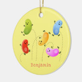 Niedliche glückliche Jellybohnen springende Cartoo Keramik Ornament (Links)