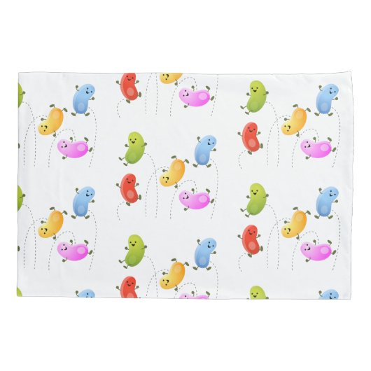 Niedliche glückliche Jellybohnen springende Cartoo Kissenbezug (Rückseite)