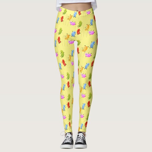 Niedliche glückliche Jellybohnen springende Cartoo Leggings (Vorderseite)