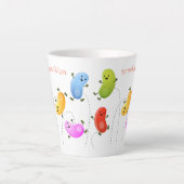 Niedliche glückliche Jellybohnen springende Cartoo Milchtasse (Vorderseite)